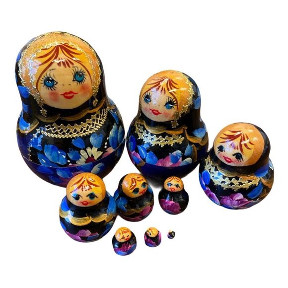vintage russian gold leaf nesting doll